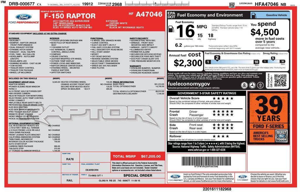 2017 Ford F-150 Raptor in Santa Clara CA For Sale - Image 1