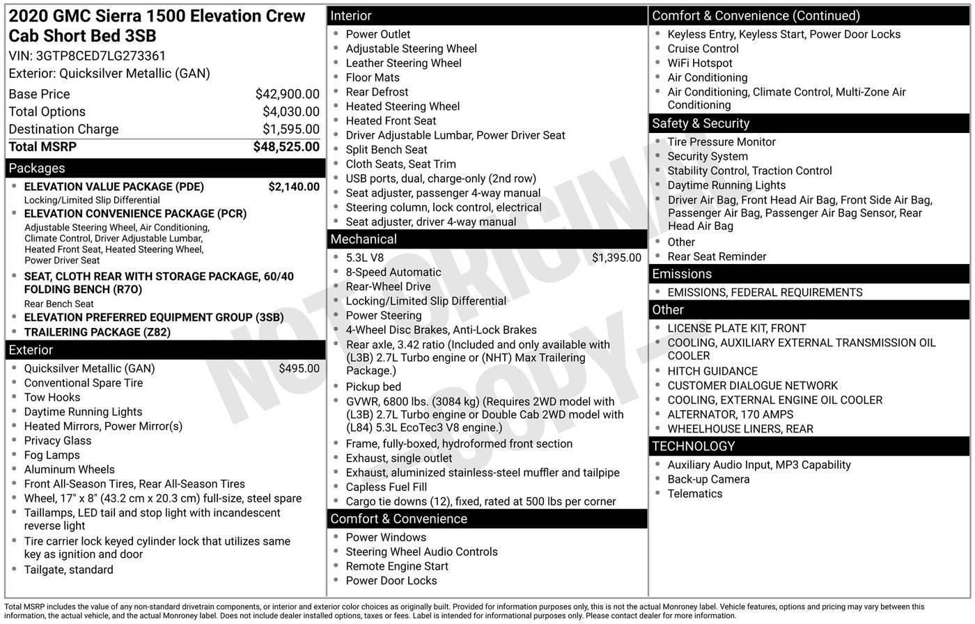 2020 GMC Sierra 1500 Elevation in Manvel TX For Sale - Image 1