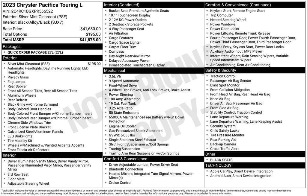 2023 Chrysler Pacifica Touring L in Cheyenne WY For Sale - Image 1