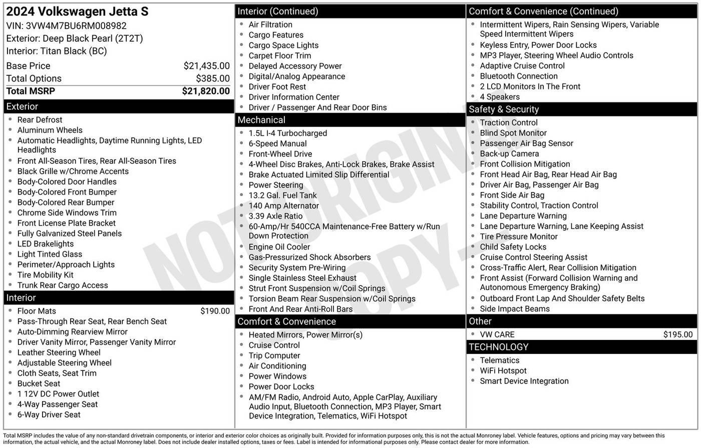 2024 Volkswagen Jetta S in Eatontown NJ For Sale - Image 1