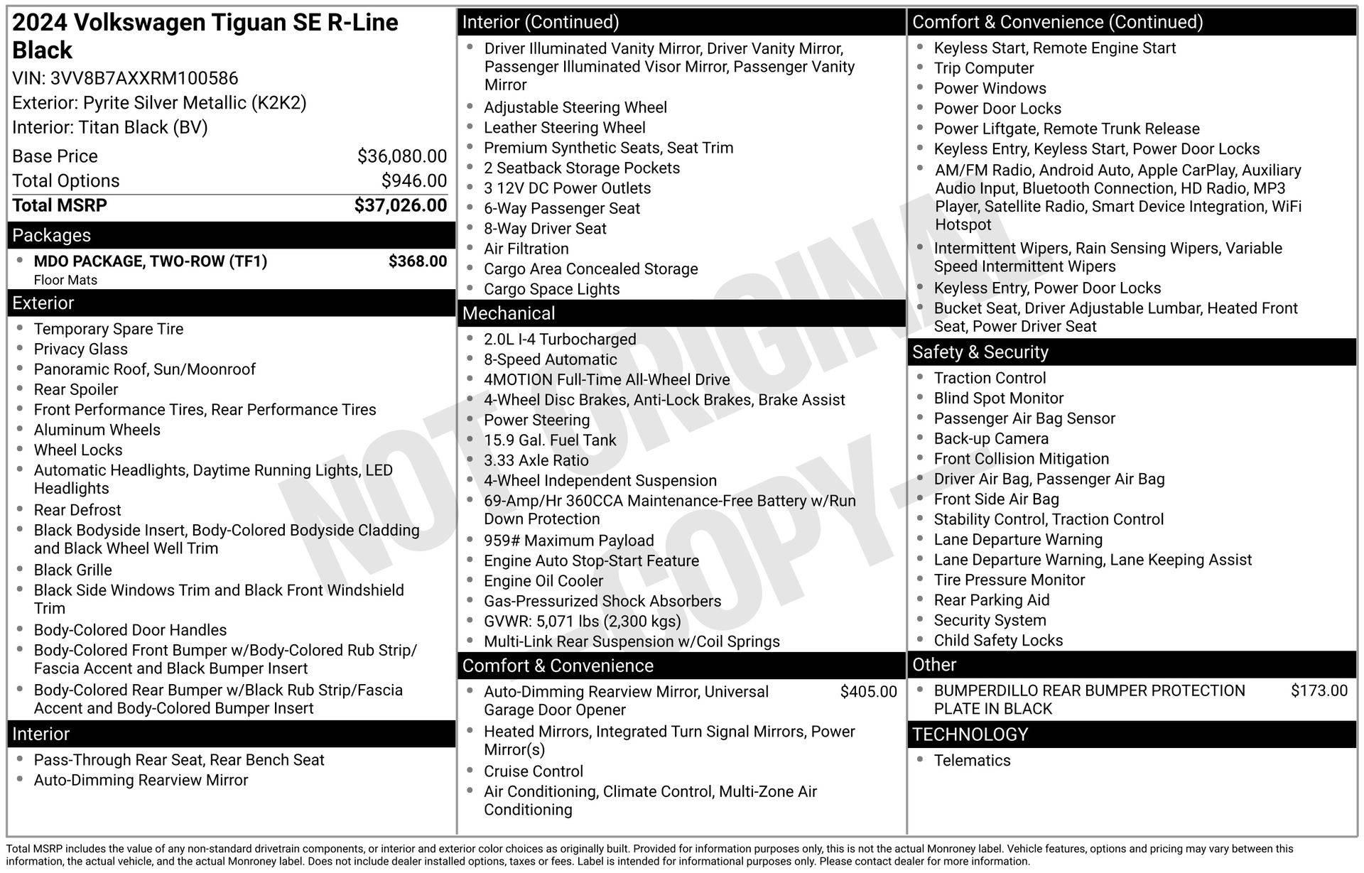 2024 Volkswagen Tiguan SE R-Line Black in Schaumburg IL For Sale - Image 1